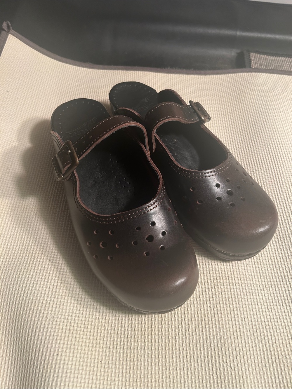 VINTAGE Dansko Dark Brown Mary Jane Clogs with Buckle Strap